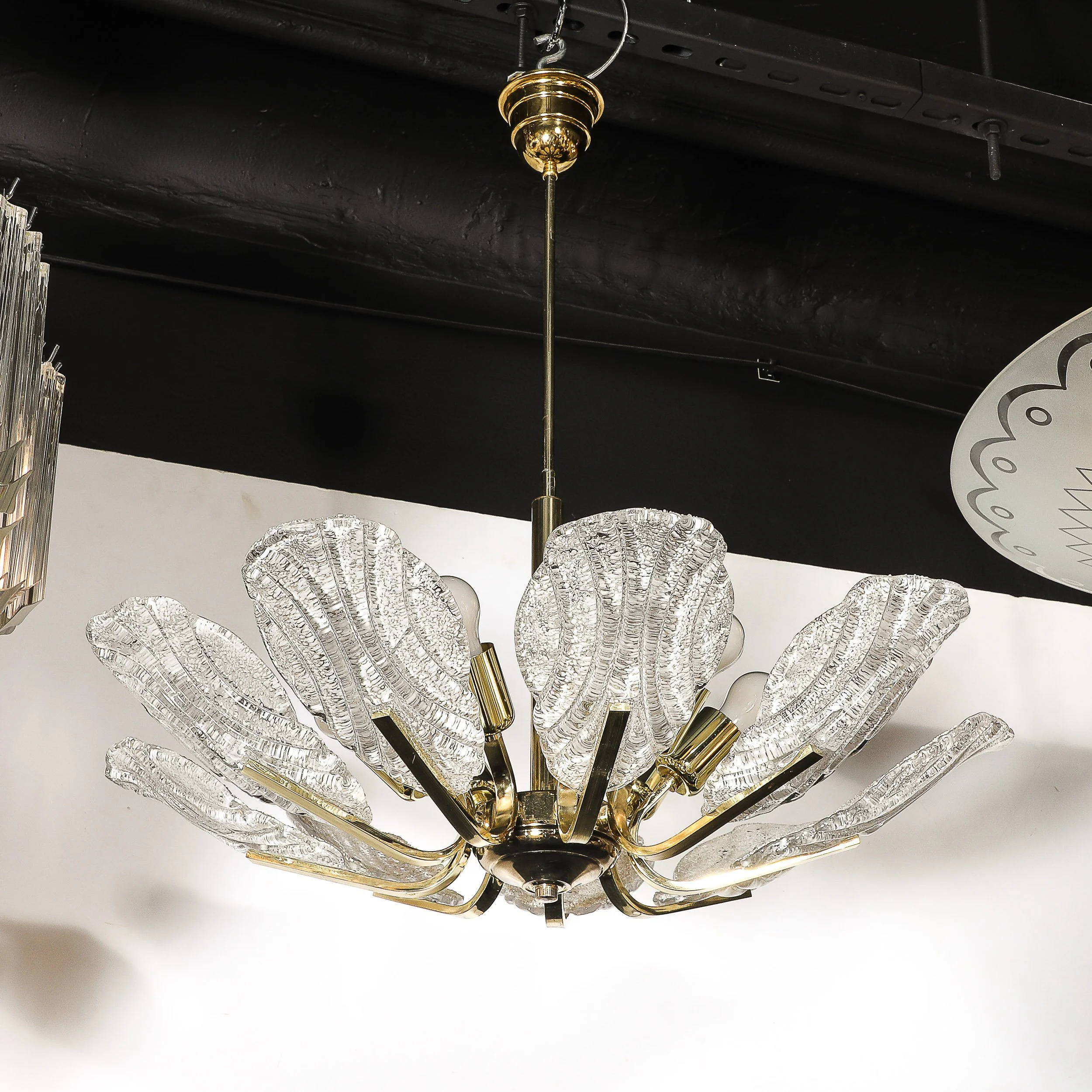 Mid-Century Hand-Blown Murano Glass Six Arm Chandelier by Barovier